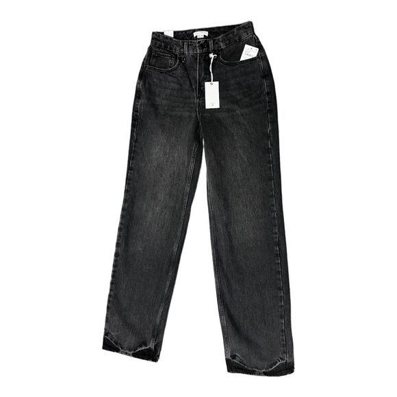 Women’s GOOD AMERICAN black hood 90’s high rise straight leg jeans - Picture 4 of 11